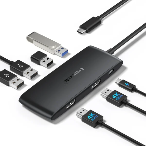 S34c01152f4444a6d80d6e7dda74920341.webp Lemorele 4K USB-C Hub 7 Ports Docking Station USB Hub Adapter USB C to Dual HDMI 4K@60Hz for Windows MacBook Air Laptop