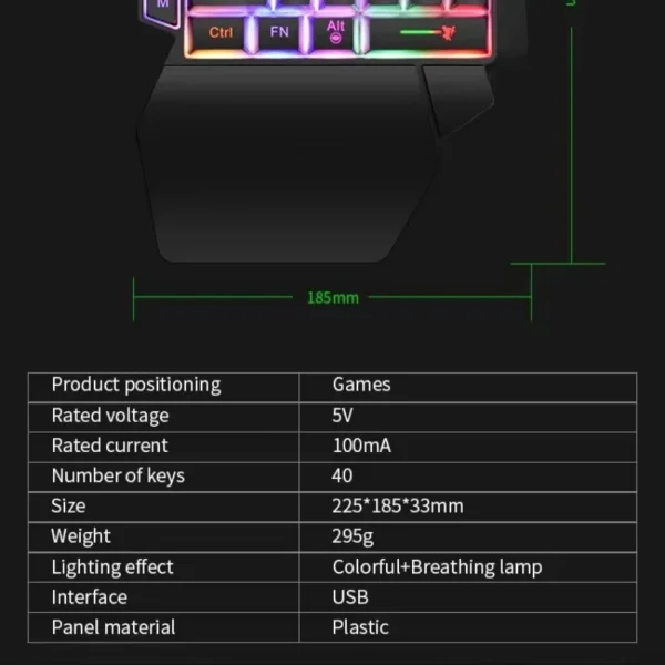 S4986a923cffb49bebe34217a68fa5d27l.webp 35keys One Handedly Single Hand Mini Gaming Keyboard Usb Ultra-slim Wired Backlight Keyboard for Laptop Desktop PC Smartphone