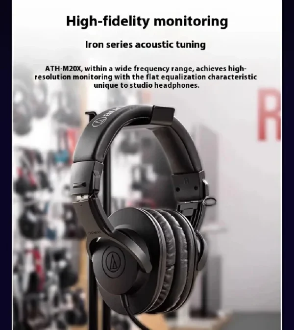 New Audio-Technica ATH-M20X Closed-Back Studio Monitor Headphones 40mm Dynamic Driver Noise Isolation Over-Ear Wired Headset