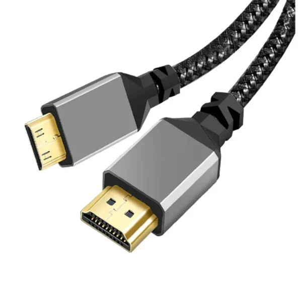 S8d04d2252c7e4ba0870d060fed2c1bf60.webp 1M Nylon HDMI2.0 MINI HDMI To HDMI Cable MINIHDMI Male A Male 4K 60HZ HD 1080P Adapter Converter Wire TV Camera